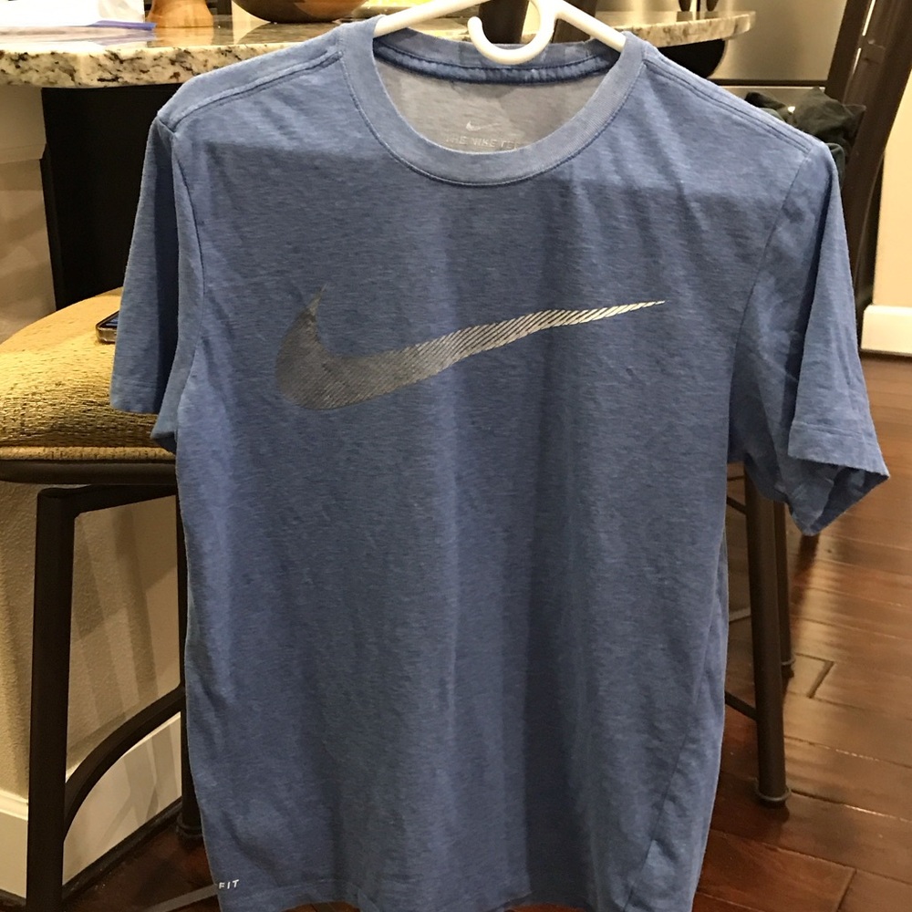 Nike Men's Heather Blue Tee with Silver Logo